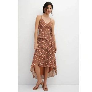 Anthropologie Hutch Brown Polka Dot Wrap Dress